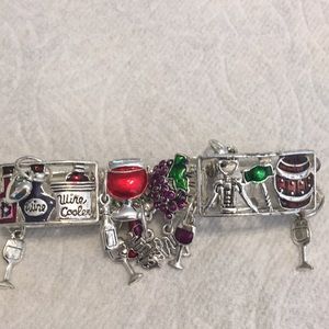 Cute wine lover charm bracelet enamel